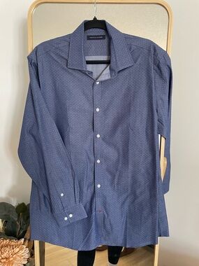 Tommy Hilfiger Men's Blue Microdot Dress Shirt